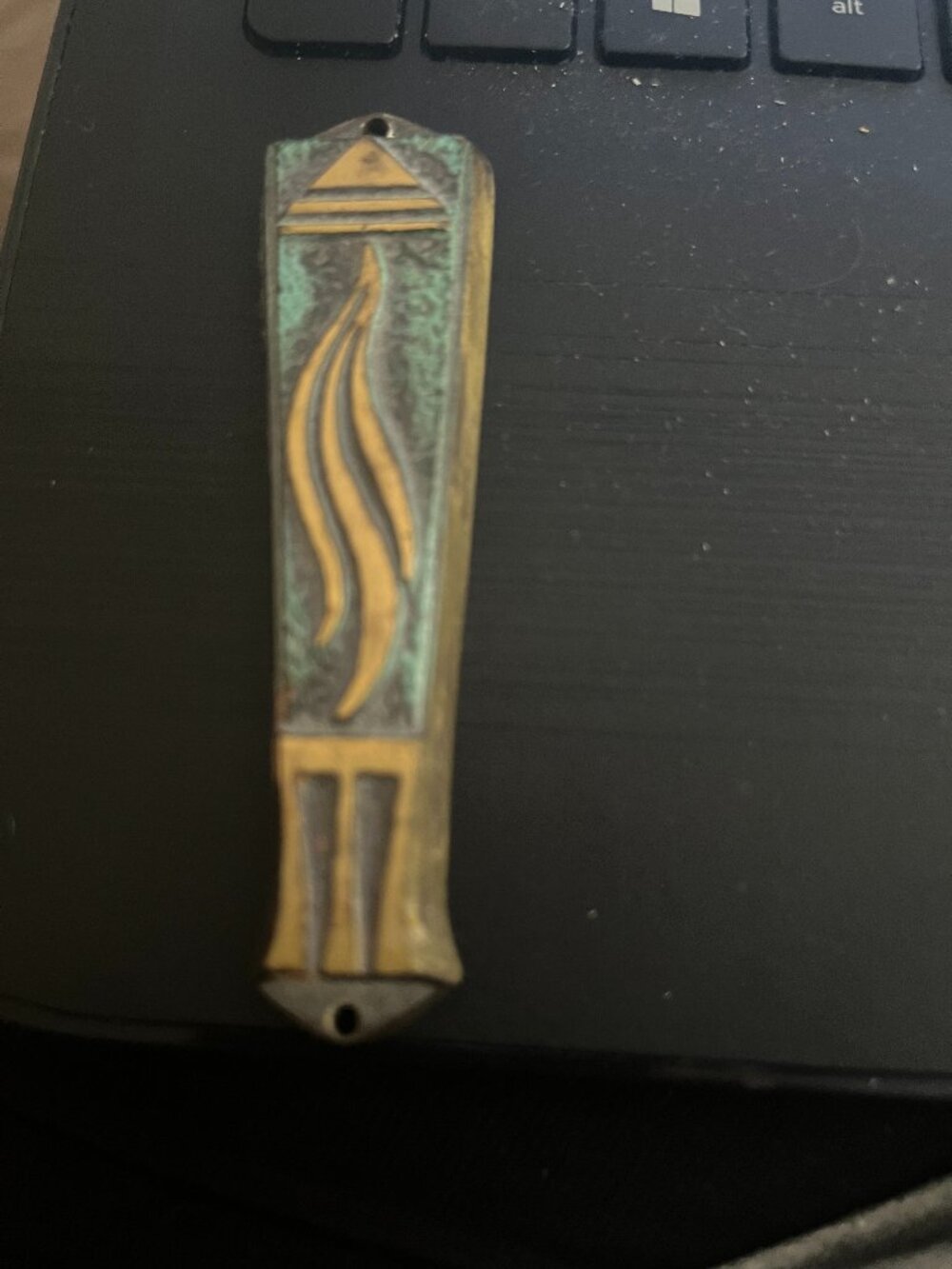 Vintage Mid Century Brass Mezuzah Case Israel Judaica Hebrew